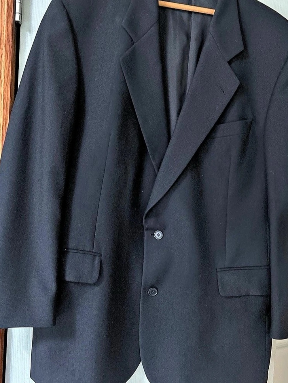 ERMENEGILDO ZEGNA Mens Black PURE WOOL Classic Suit Sport Coat Blazer Jacket 46